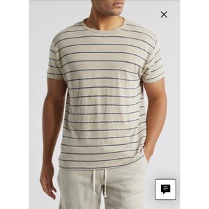 ALEX CRANE Sun European Linen Rio Tee Men's 3X Stripped Short Sleeve Crew Neck